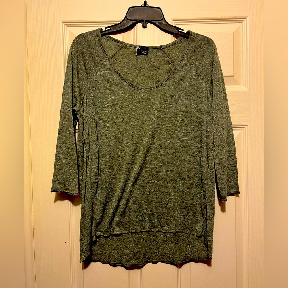 Sparkle & Fade 3/4 Sleeve Top Sheer Black- Size M